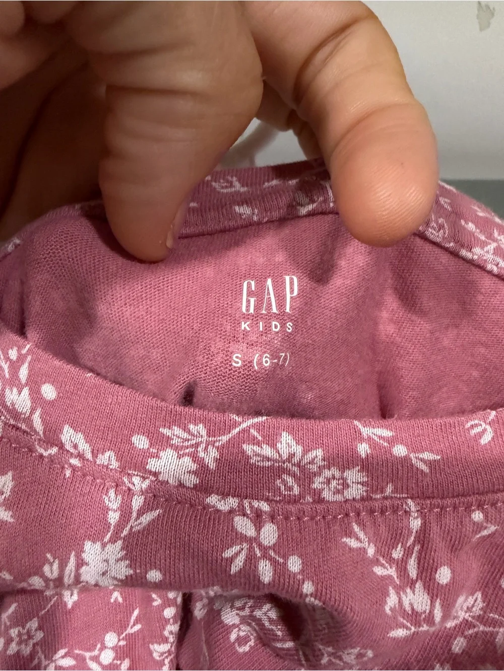 GAP Mauve Pink Floral Tiered Puff-Sleeve Dress